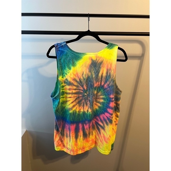Puerto Plata Dominican Republic Embroidered Neon Tie Dye Spiral Tank Size Medium - Picture 5 of 5